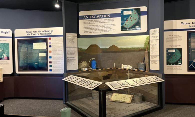 An exhibit on archeology at the visitor center at Plum Bayou Mounds Archeological State Park. 